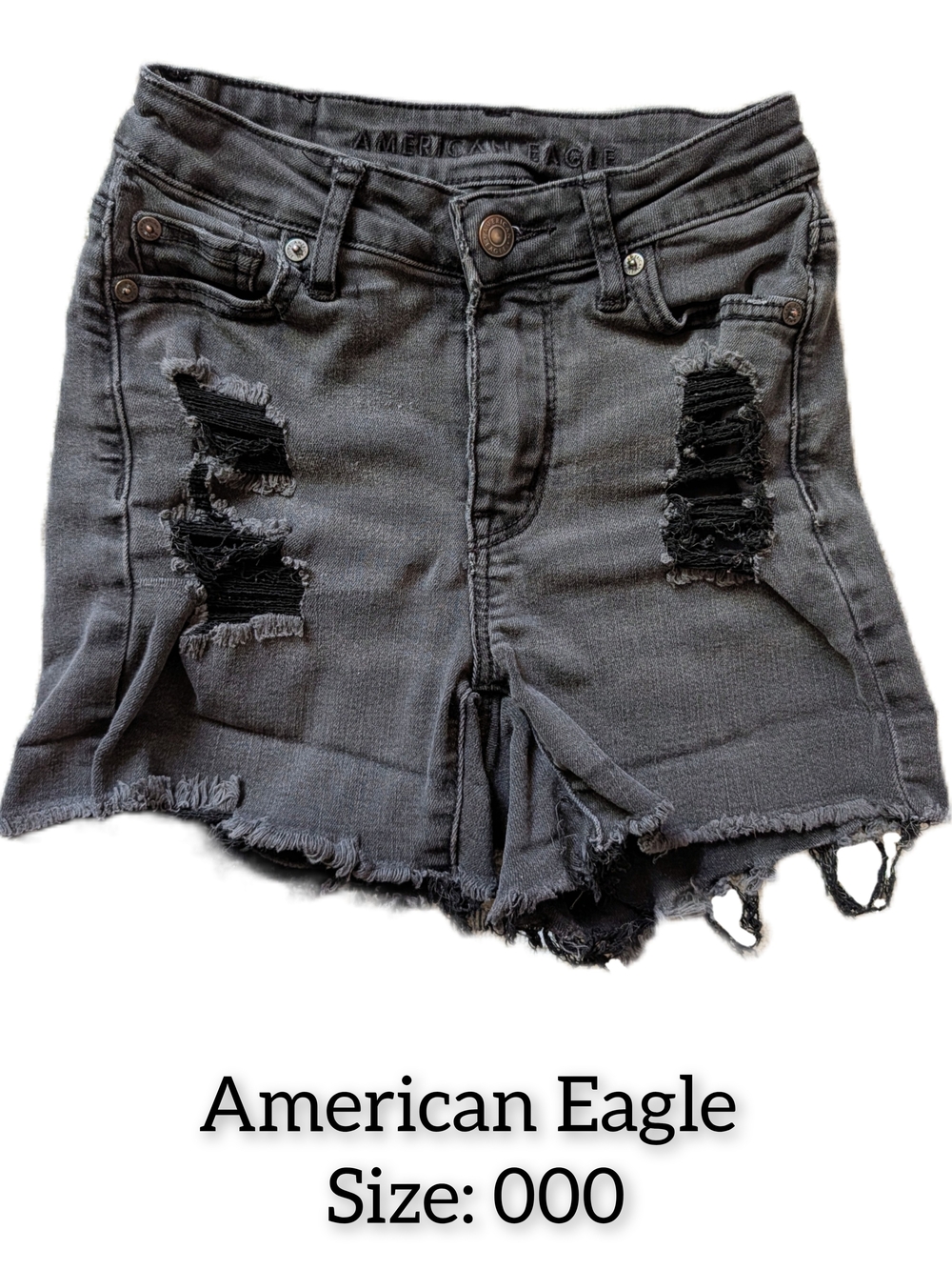 3/$15American Eagle Outfitters Black Distressed High-Rise Denim Shorts